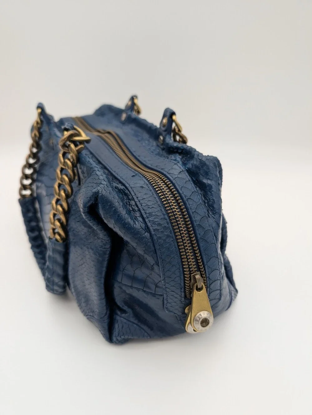 Henri Bendel A-List Exotic Snakeskin Python Embossed Leather Satchel Barrel Bag